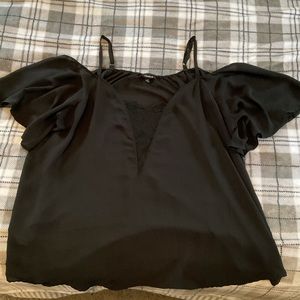 Cold-Shoulder Black Blouse
